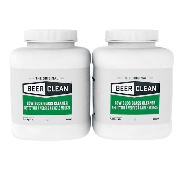 Diversey Beer Clean Glass Cleaner, Unscented, Powder, 4 lb. Container, PK2 990241 - main